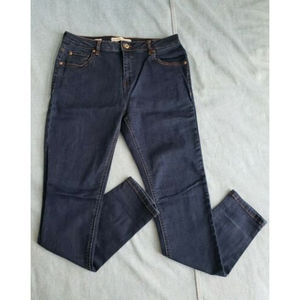 Bershka Women's Super Skinny Sz 8 Dark Blue‎ Wash Stretch Mid Rise Jeans